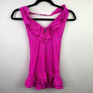 Victorias Secret the lacie‎ hot pink intimates lace halter top size medium
